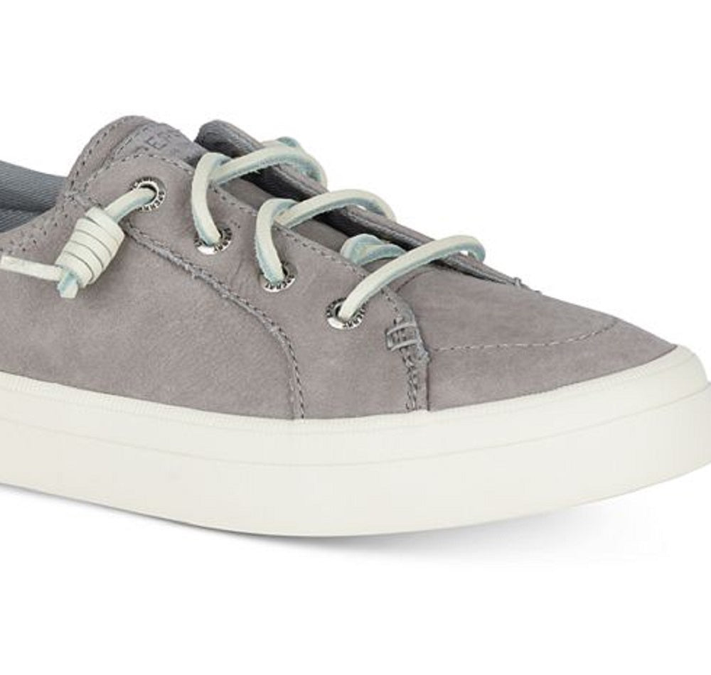 Tênis de couro lavável Sperry Crest Vibe feminino, cinza, tamanho 8