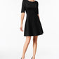 Vestido Monteau Feminino com Decote Recortado e Ajuste Flare, Preto, Tamanho Pequeno P
