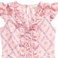 Top com babados e estampa floral Monteau Big Girl, rosa, tamanho grande