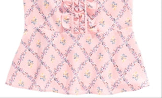 Top com babados e estampa floral Monteau Big Girl, rosa, tamanho grande