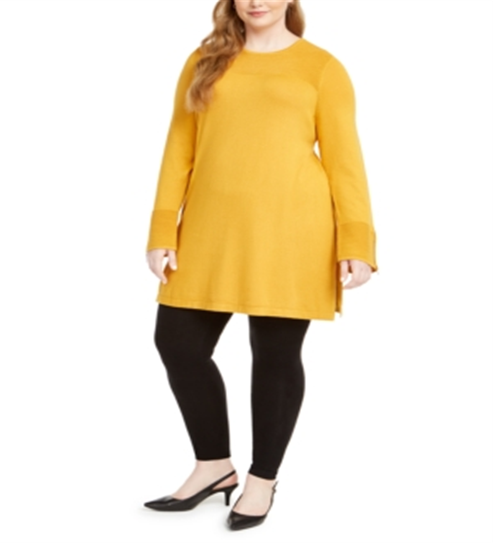 Suéter túnica canelada feminino Alfani amarelo tamanho 3X