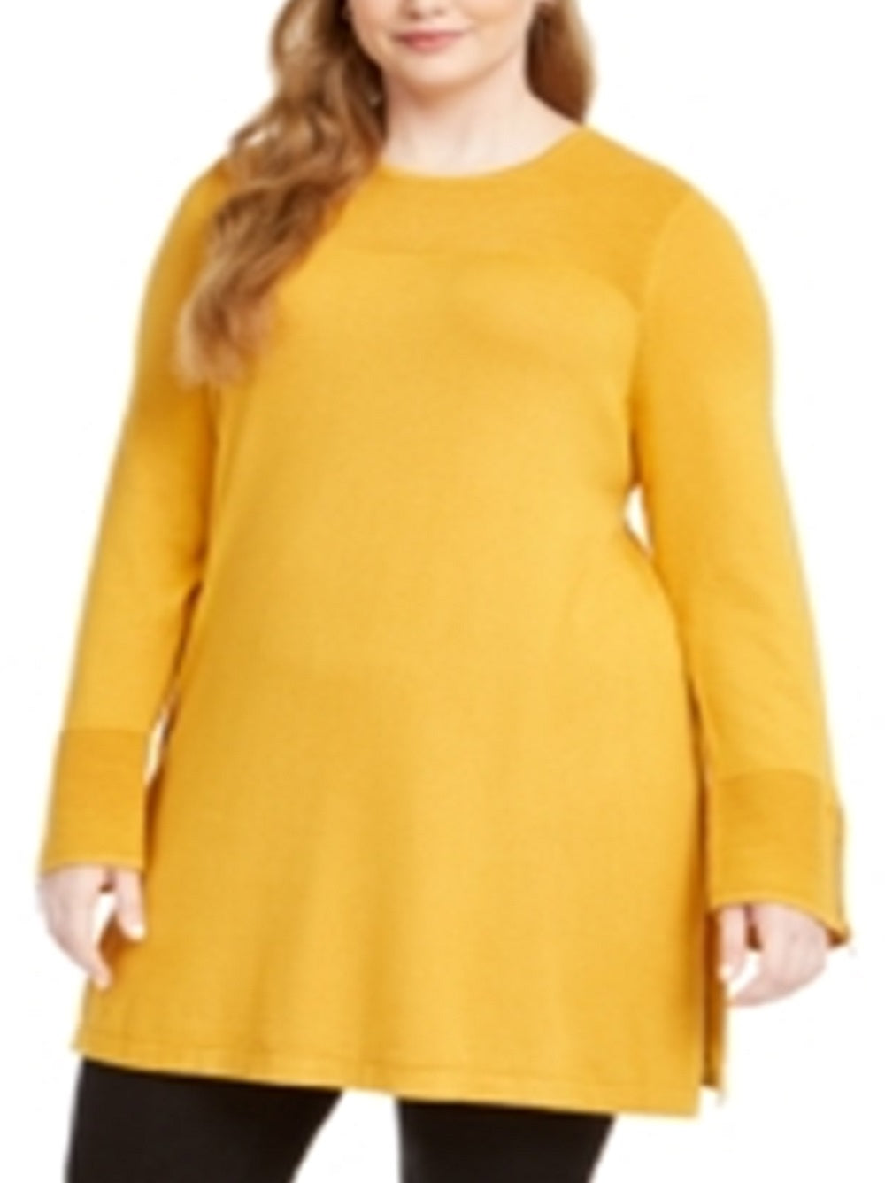 Suéter túnica canelada feminino Alfani amarelo tamanho 3X