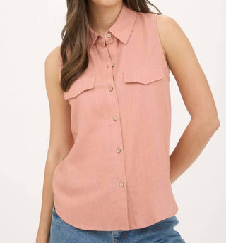 Blu Pepper - Camisa sem mangas com botões e gola