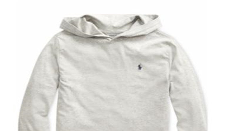 Camiseta de algodão com capuz Polo Ralph Lauren Big Boy's, tamanho X-G, cinza