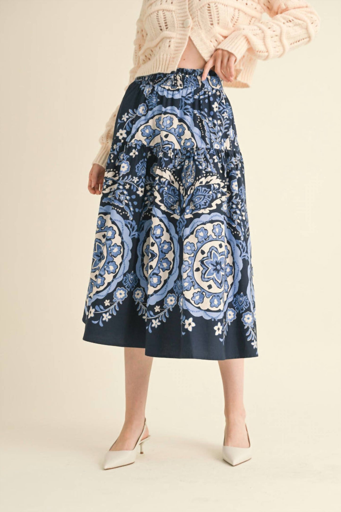&Merci - Medallion Tiered Midi Skirt
