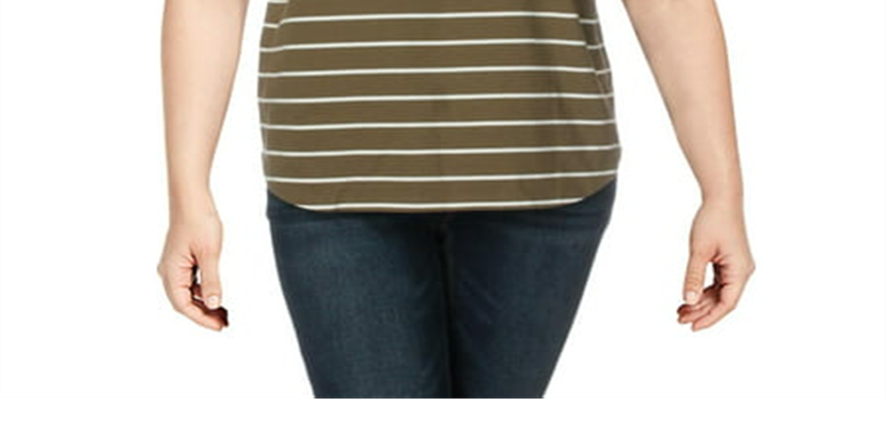 Blusa feminina de algodão Kalenka com cadarço Lauren Ralph Lauren Plus, verde, tamanho 1X