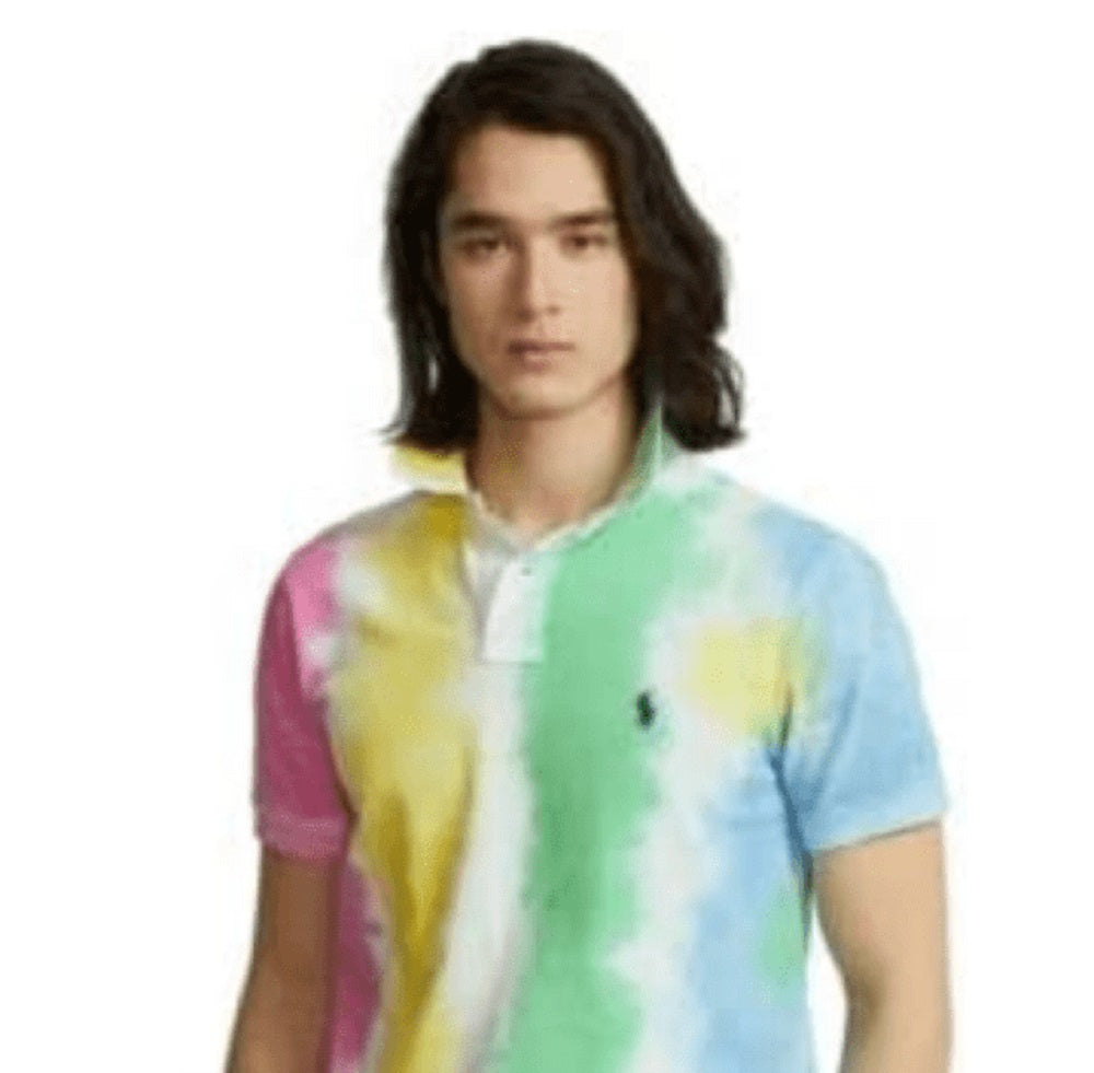 Polo Ralph Lauren Masculino Classic Fit Tie Dye Mesh Polo Camisa Verde Tamanho Grande