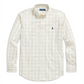 Camisa Polo Ralph Lauren Masculina de Algodão Elástico Popeline Xadrez Classic Fit com Botões Amarelo Tamanho P