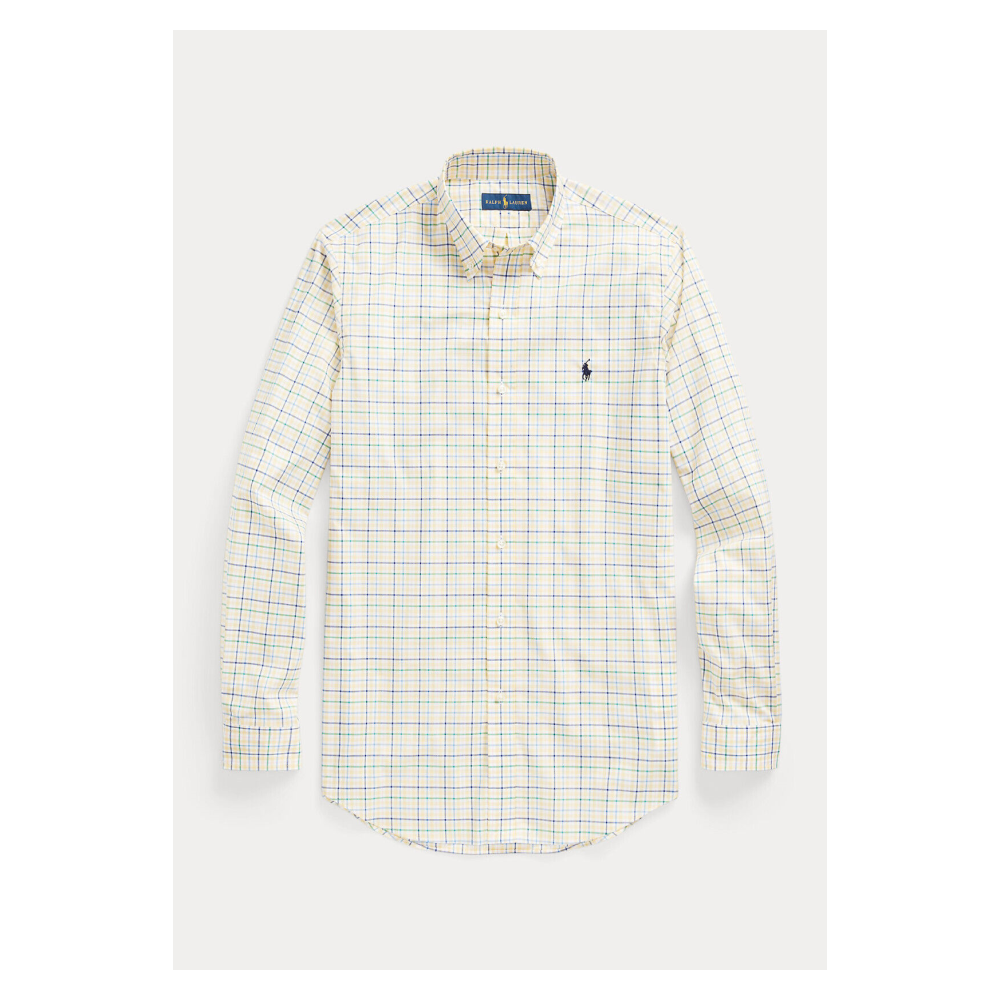 Camisa de popeline elástica clássica masculina Polo Ralph Lauren, azul, tamanho XX-G