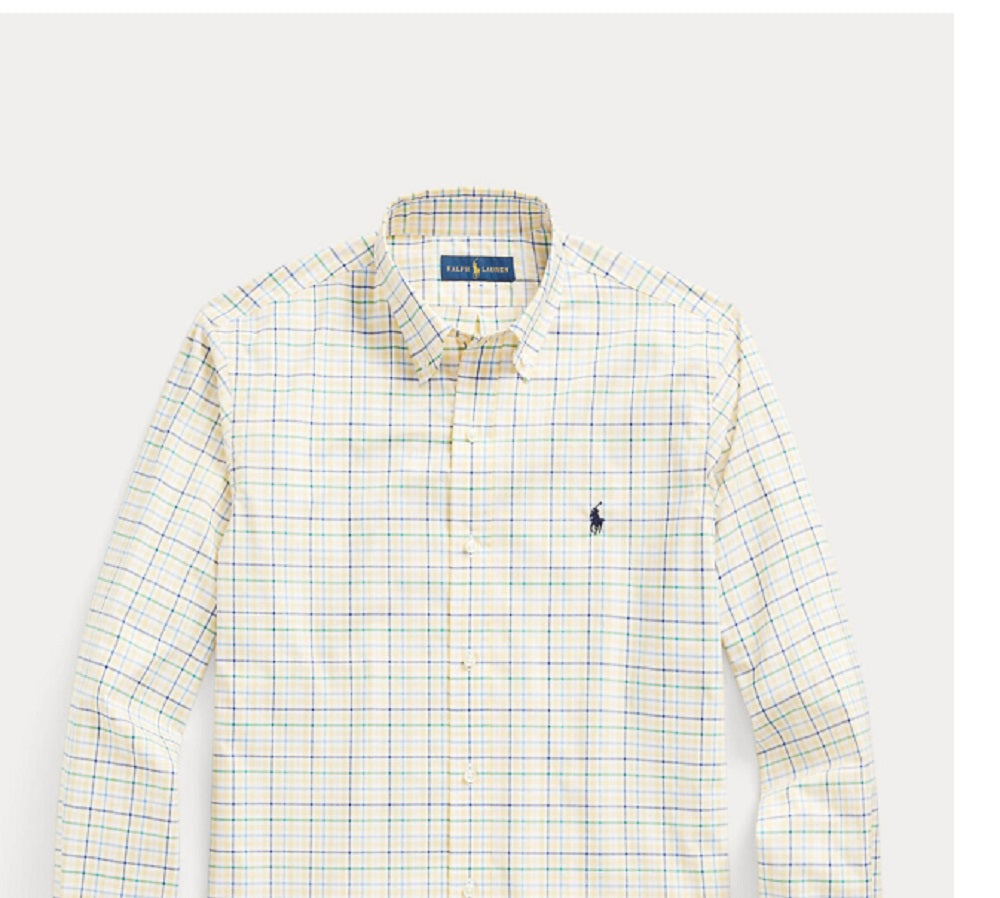 Camisa de popeline elástica clássica masculina Polo Ralph Lauren, azul, tamanho XX-G