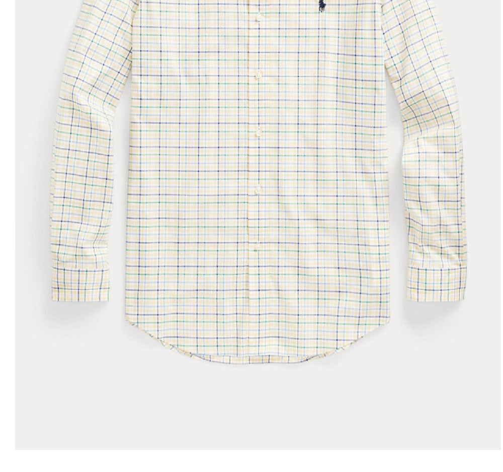 Camisa de popeline elástica clássica masculina Polo Ralph Lauren, azul, tamanho XX-G