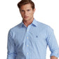 Camisa Polo Ralph Lauren Masculina Classic Fit Gingham Popeline Azul Tamanho Médio