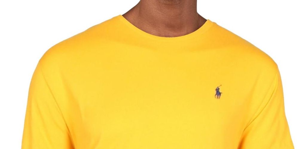 Camiseta Polo Ralph Lauren Masculina Gola Redonda Amarela Tamanho Grande