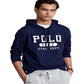 Camiseta com capuz e logotipo Polo Ralph Lauren masculina, azul, tamanho médio