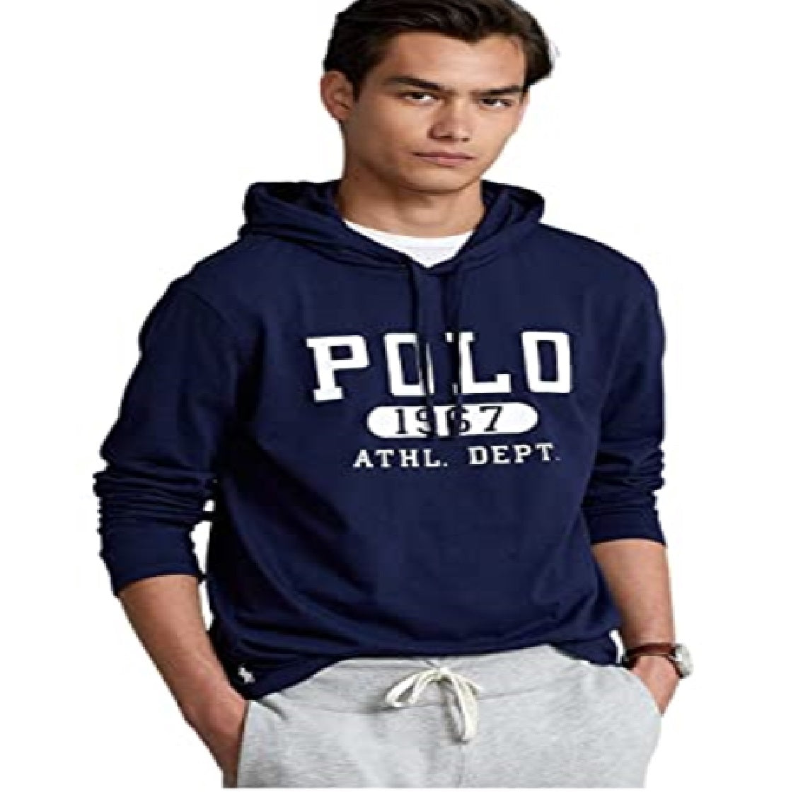 Camiseta com capuz e logotipo Polo Ralph Lauren masculina, azul, tamanho médio