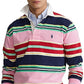 Camisa de rugby masculina Polo Ralph Lauren Classic Fit com logotipo, rosa, tamanho grande
