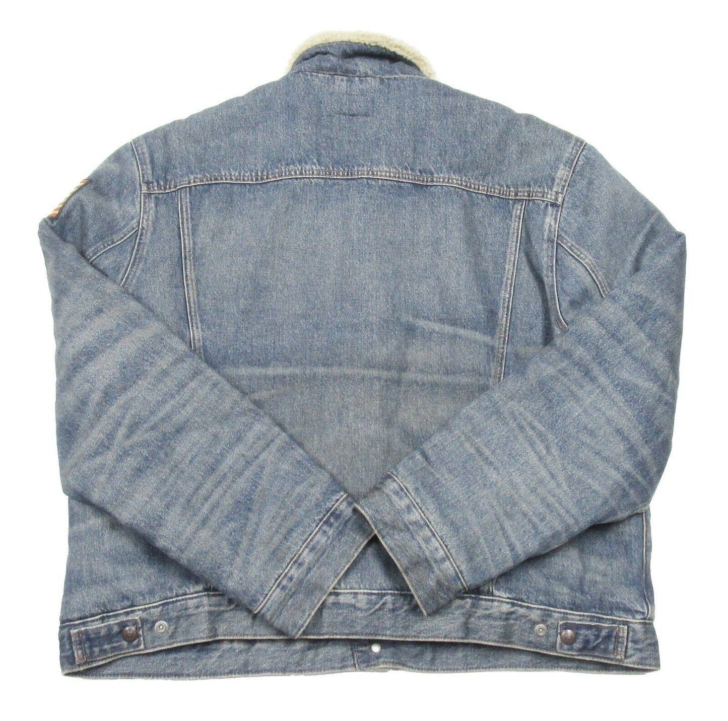 Jaqueta jeans masculina estilo caminhoneiro com respingos de tinta Polo Ralph Lauren, azul, tamanho grande