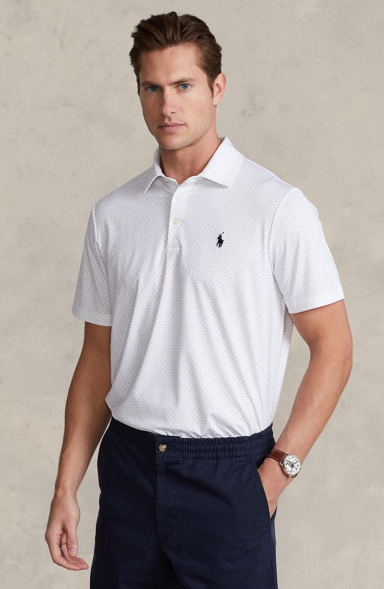 Camisa polo masculina Polo Ralph Lauren Airflow Dot, branca, tamanho XX-G