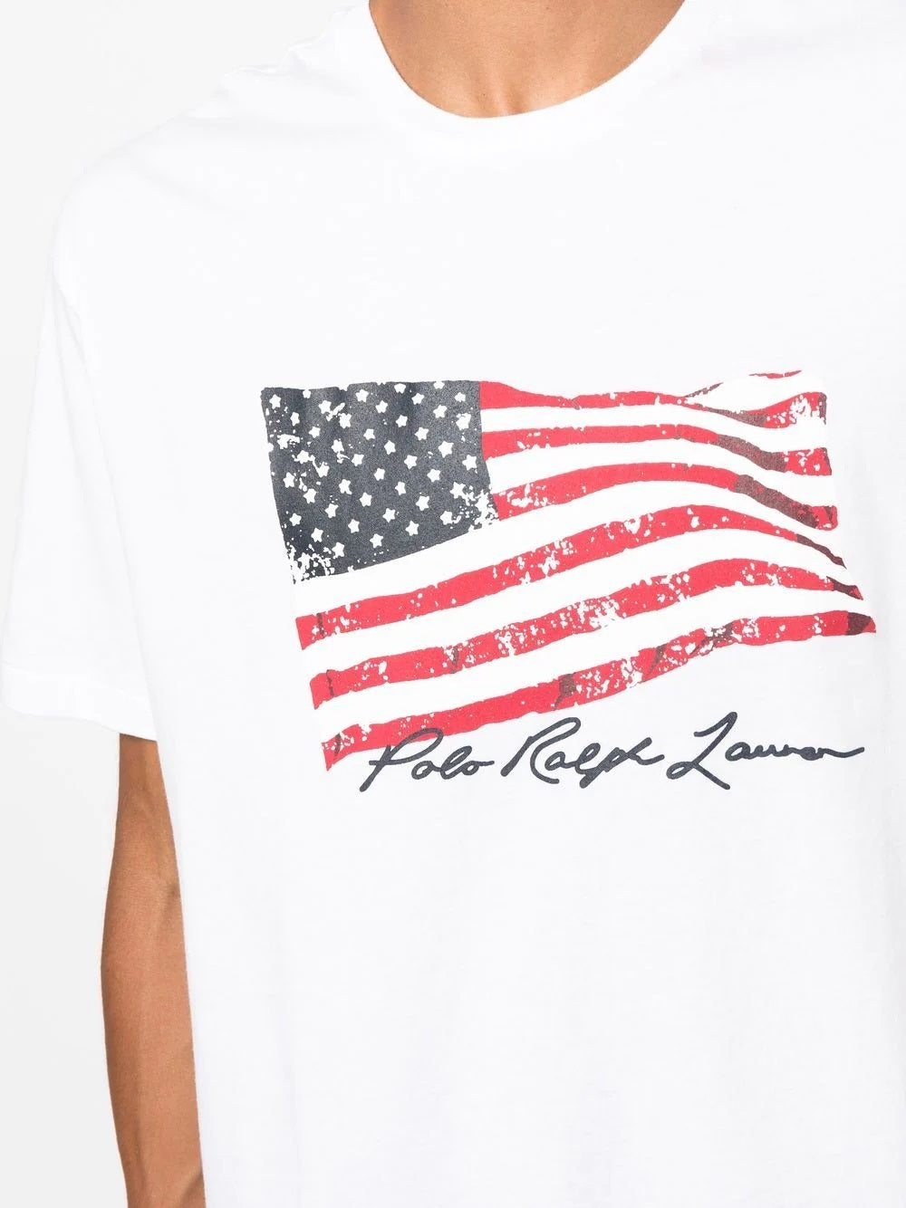 Camiseta Polo Ralph Lauren Masculina Classic Fit Bandeira Americana Branca Tamanho Grande