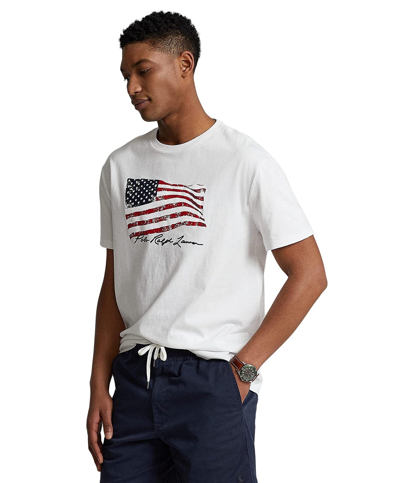 Camiseta Polo Ralph Lauren Masculina Classic Fit Bandeira Americana Branca Tamanho XX-G
