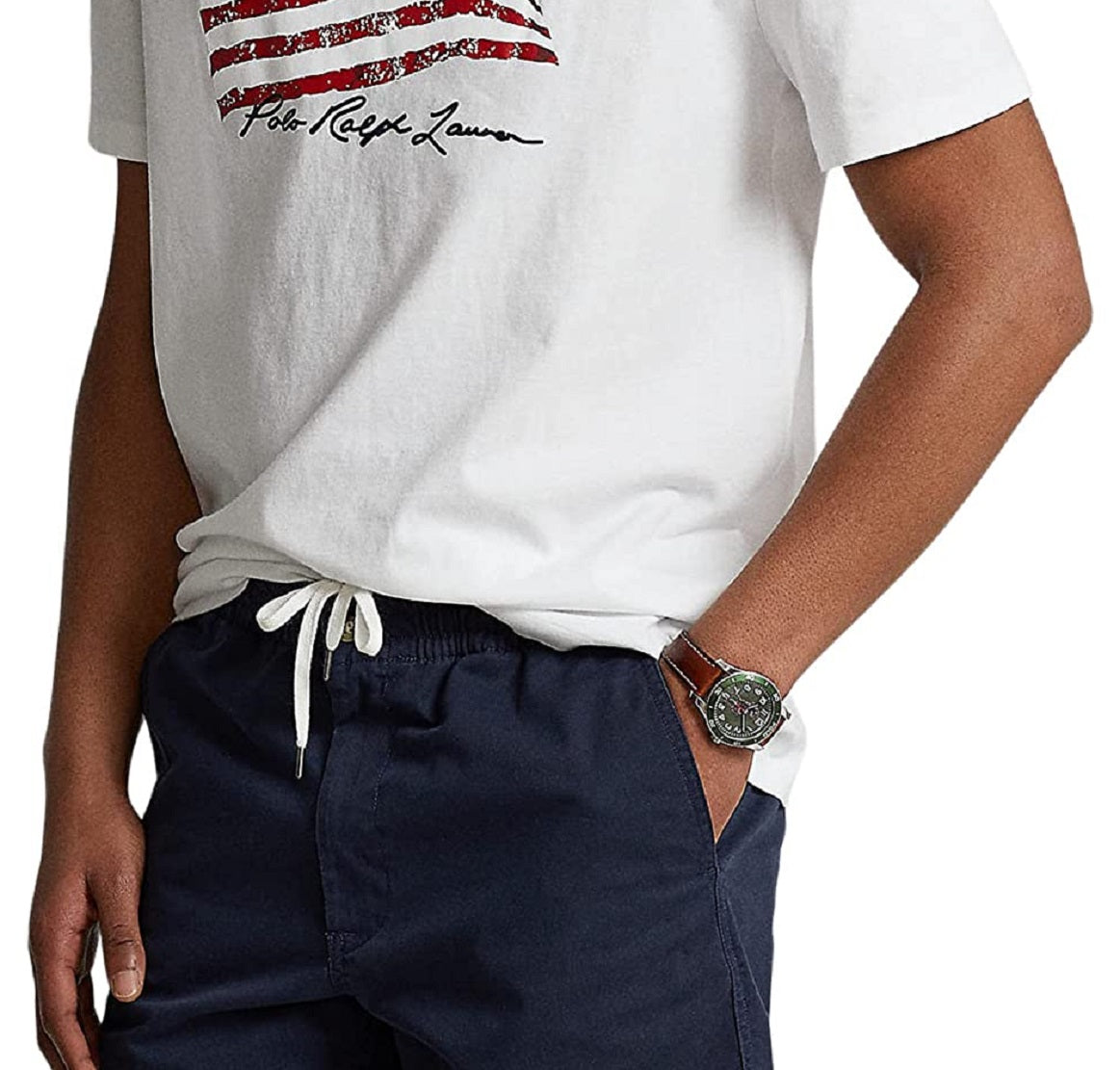 Camiseta Polo Ralph Lauren Masculina Classic Fit Bandeira Americana Branca Tamanho XX-G