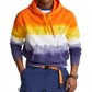Polo Ralph Lauren Masculino Moletom com Capuz de Algodão Misto Fleece Tie Dye Listrado Regular Fit Laranja Tamanho Grande