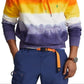 Polo Ralph Lauren Masculino Moletom com Capuz de Algodão Misto Fleece Tie Dye Listrado Regular Fit Laranja Tamanho Grande
