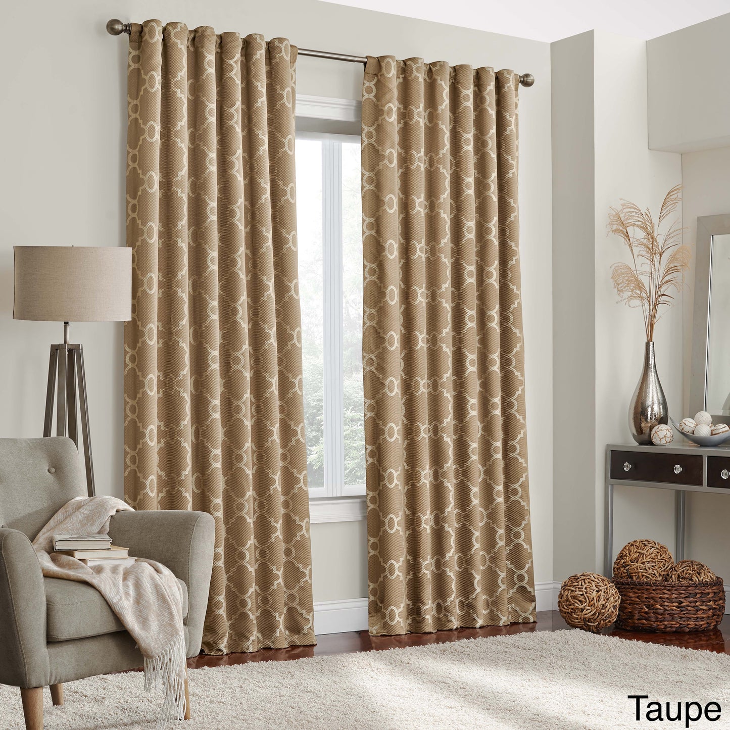 Cortina blackout térmica Eclipse Taupe Trellis marrom 132 cm L x 244 cm C