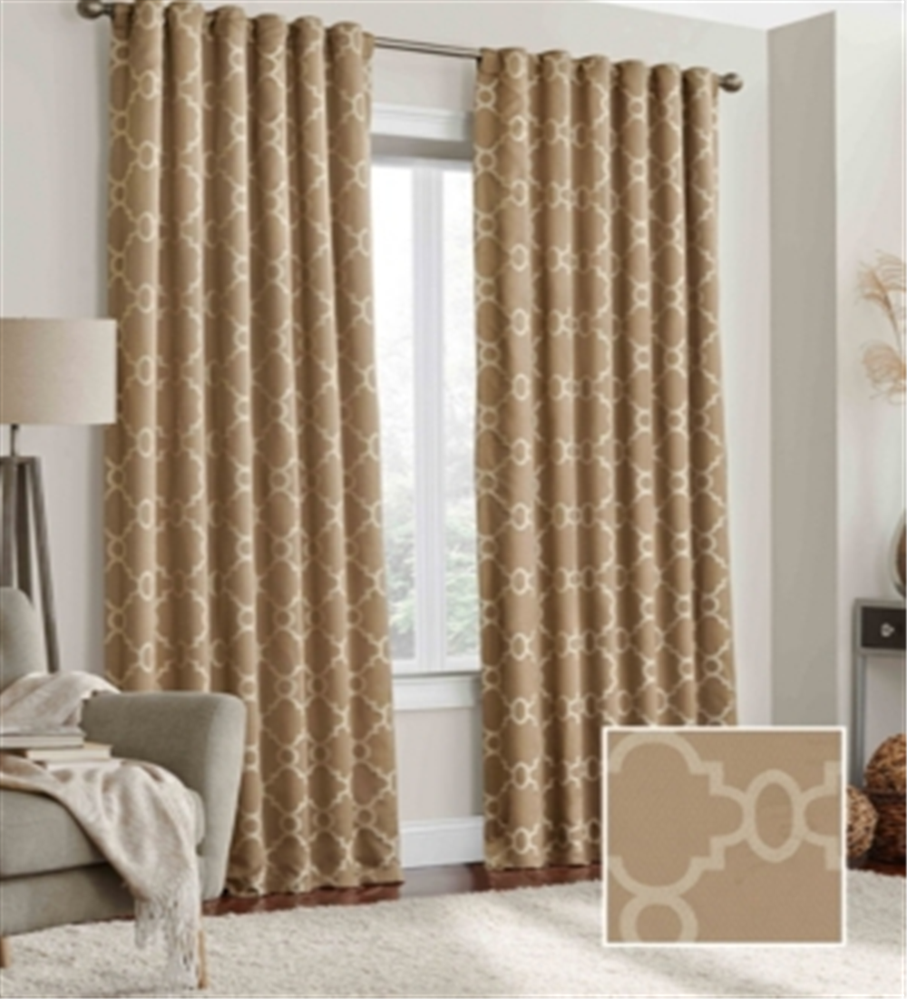 Cortina blackout térmica Eclipse Taupe Trellis marrom 132 cm L x 244 cm C