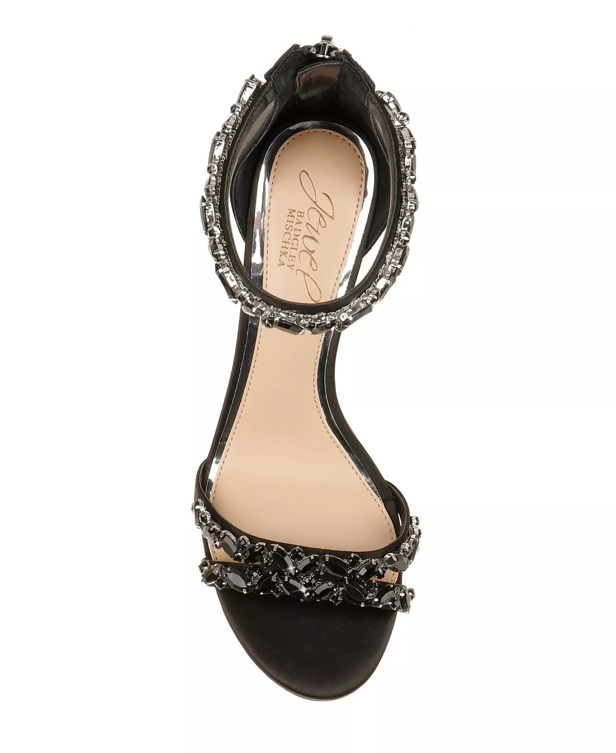 Badgley Mischka Sandálias de noite femininas Caroline com tiras no tornozelo, pretas, tamanho 10 M