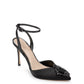 Bomba feminina Jewel Badgley Mischka Gaby com tira no tornozelo e cristais, preta, tamanho 8 M