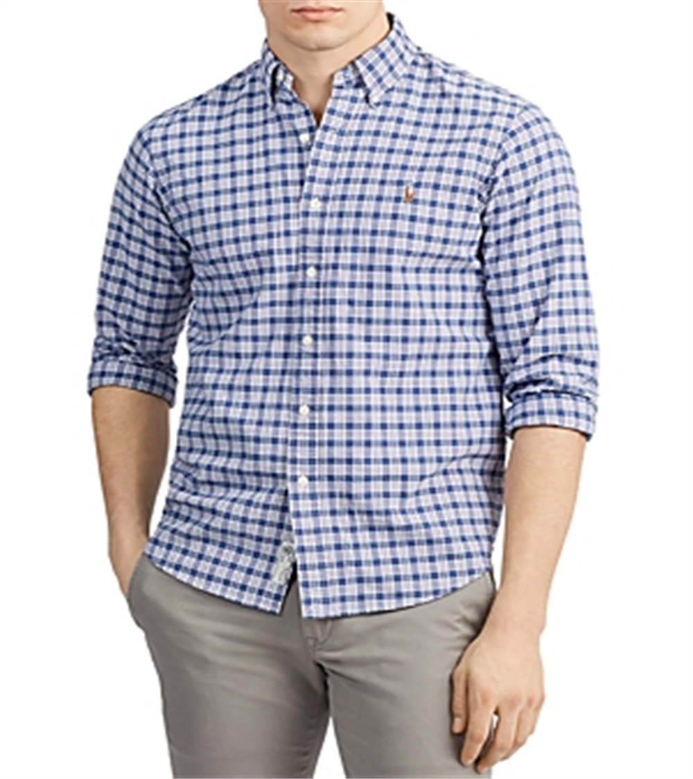 Camisa Ralph Lauren Masculina de Algodão com Botões e Ajuste Clássico, Tamanhos Variados Médio