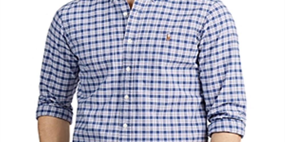 Camisa Ralph Lauren Masculina de Algodão com Botões e Ajuste Clássico, Tamanhos Variados Médio
