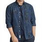 Camisa casual camuflada masculina Ralph Lauren com botões, azul, tamanho grande