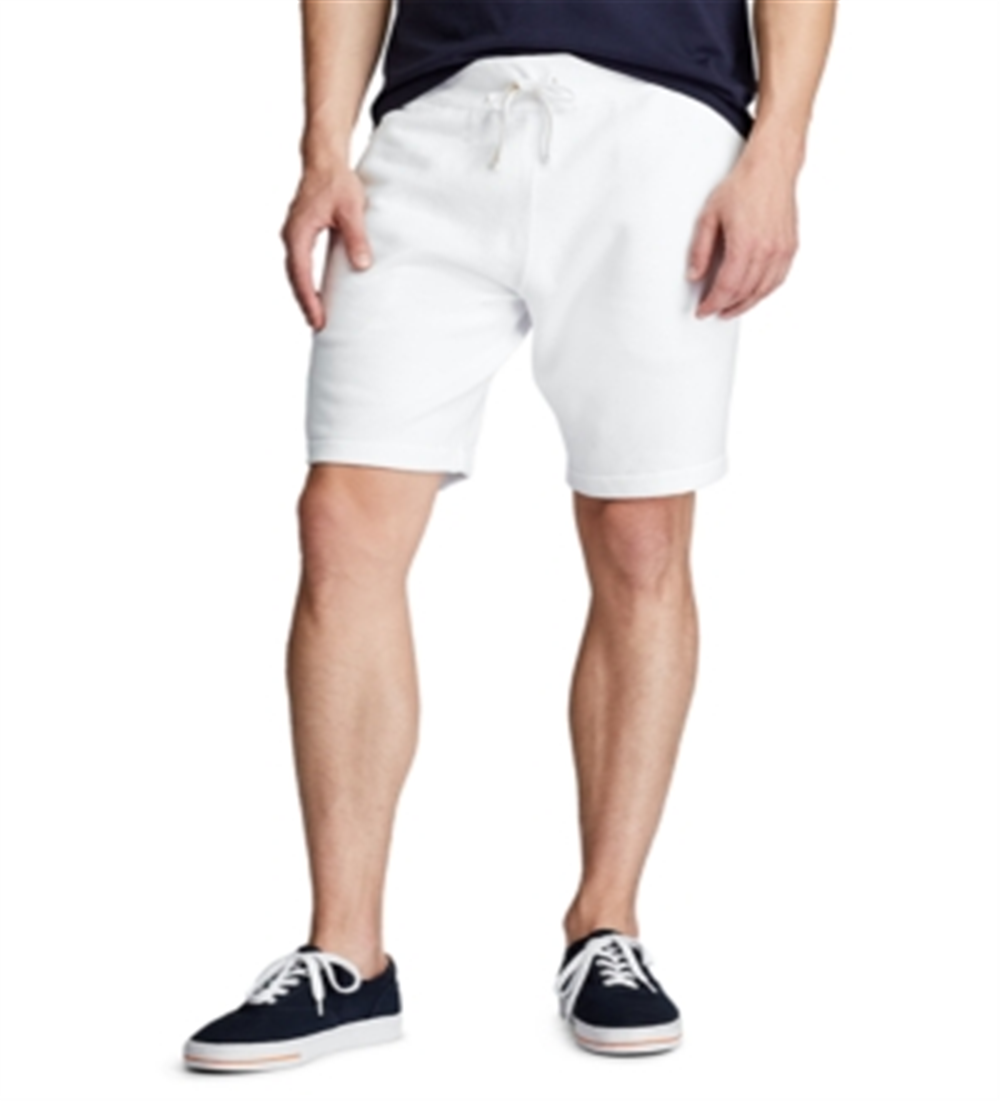 Shorts Polo Ralph Lauren Masculino em Fleece de Algodão Branco Tamanho Médio