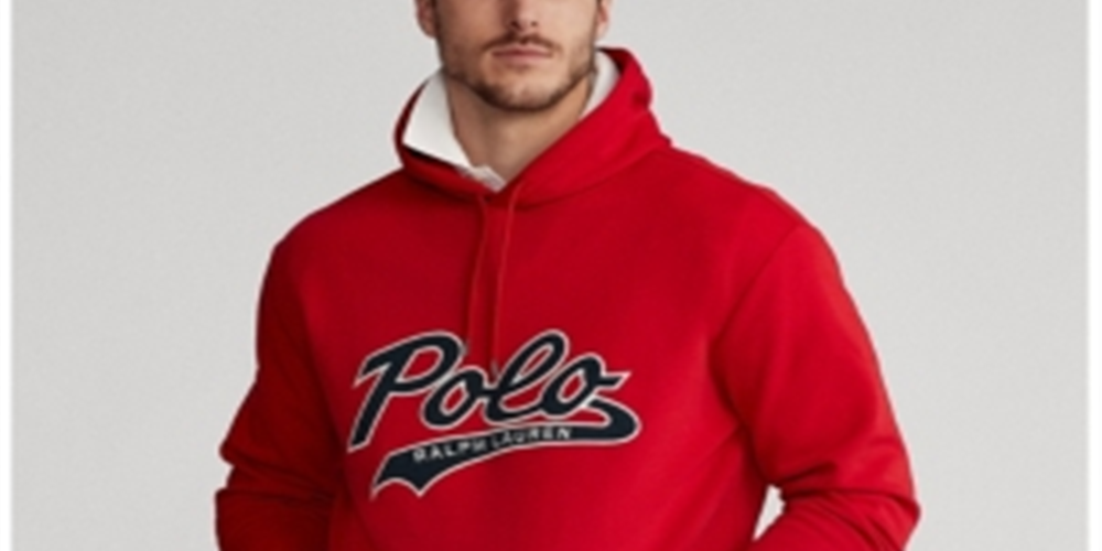 Polo Ralph Lauren Moletom com capuz masculino com logotipo de malha dupla vermelho tamanho pequeno