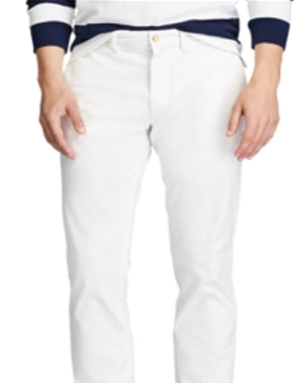 Calça chino elástica slim fit masculina Polo Ralph Lauren, branca, tamanho 38x32