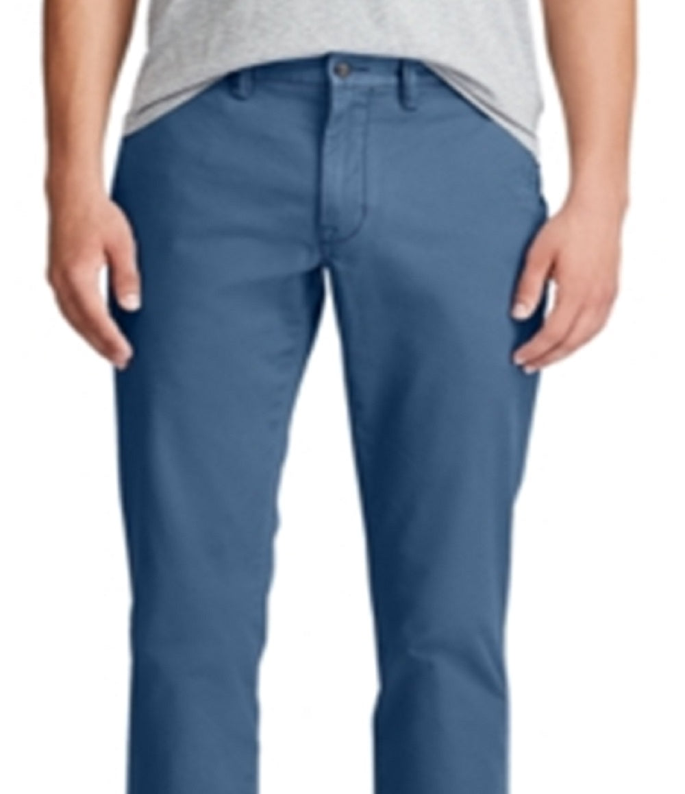 Calça chino masculina Polo Ralph Lauren Slim Fit de algodão elástico, azul, tamanho 36x32