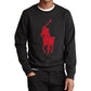 Moletom Ralph Lauren Masculino Double Knit Big Pony Gola Redonda Preto Tamanho XS