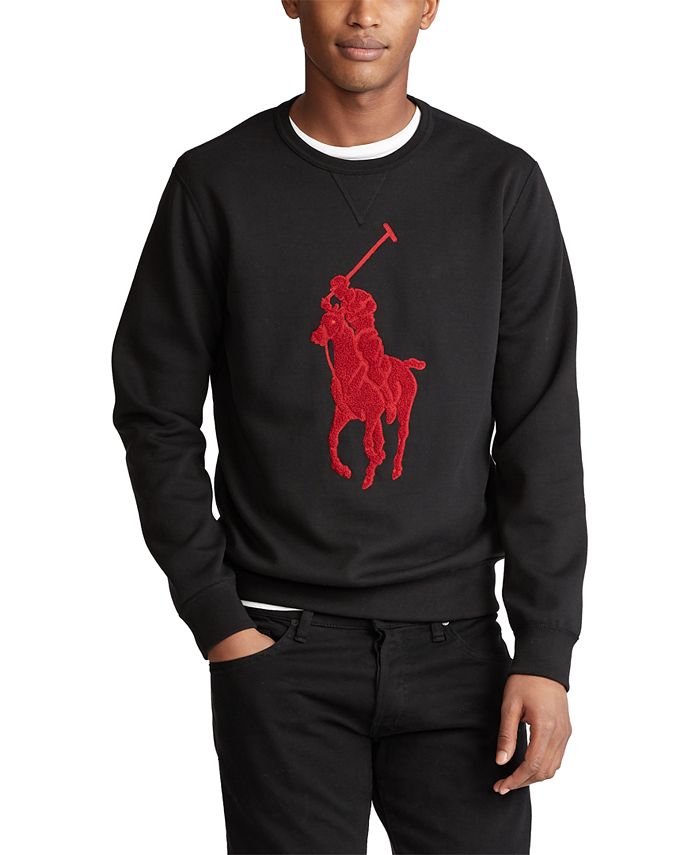 Moletom Ralph Lauren Masculino Double Knit Big Pony Gola Redonda Preto Tamanho XS
