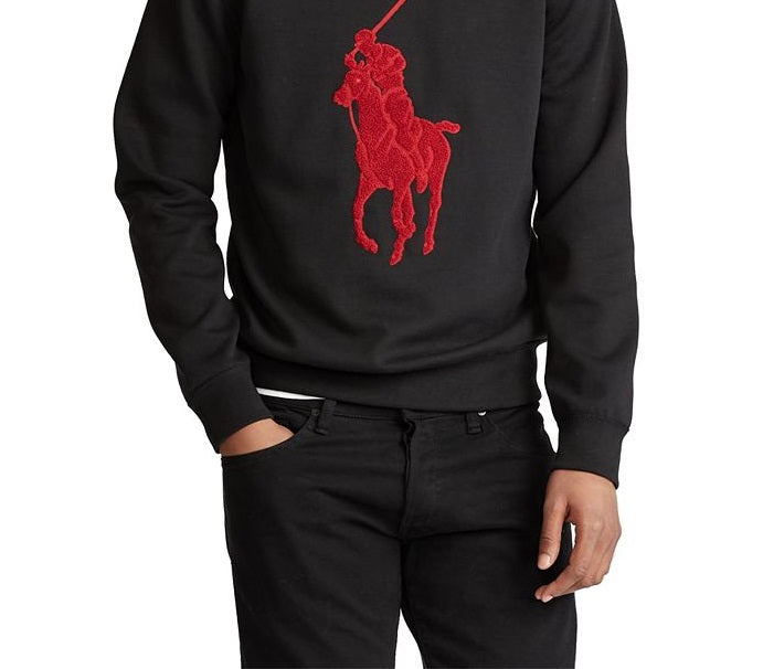 Moletom Ralph Lauren Masculino Double Knit Big Pony Gola Redonda Preto Tamanho XS