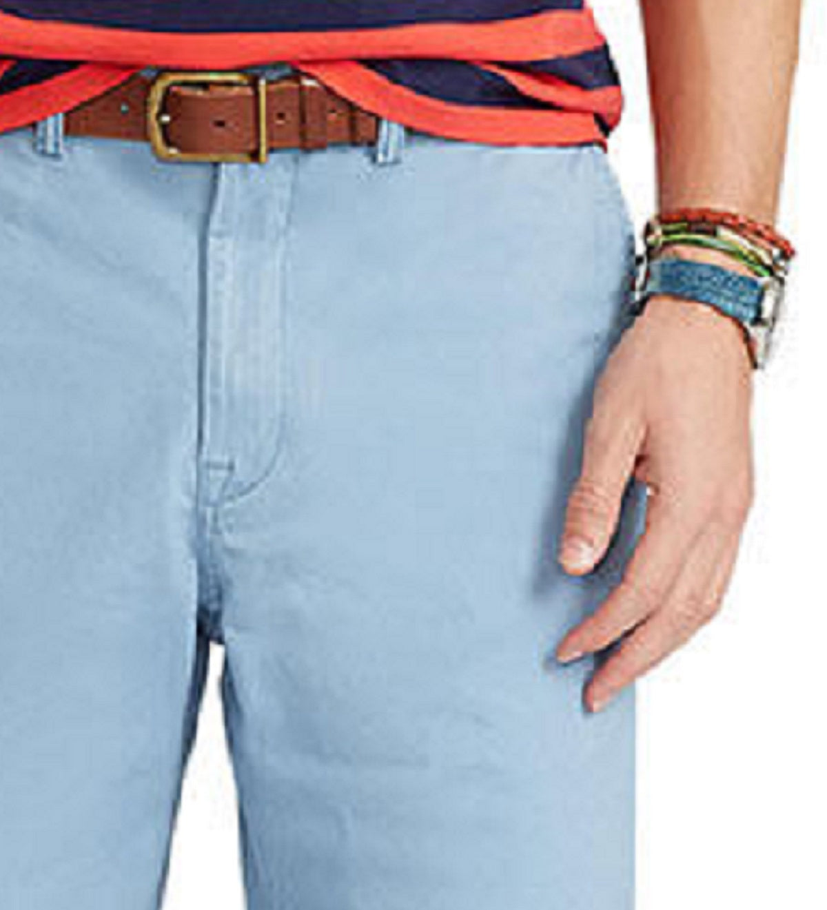 Shorts chino elástico frontal liso masculino Polo Ralph Lauren, azul, tamanho 35