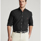 Camisa Oxford Polo Ralph Lauren Masculina Grande e Alta, Corte Clássico, Tingida à Mão, Manga Longa, Preta, Tamanho Grande