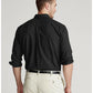 Camisa Oxford Polo Ralph Lauren Masculina Grande e Alta, Corte Clássico, Tingida à Mão, Manga Longa, Preta, Tamanho Grande