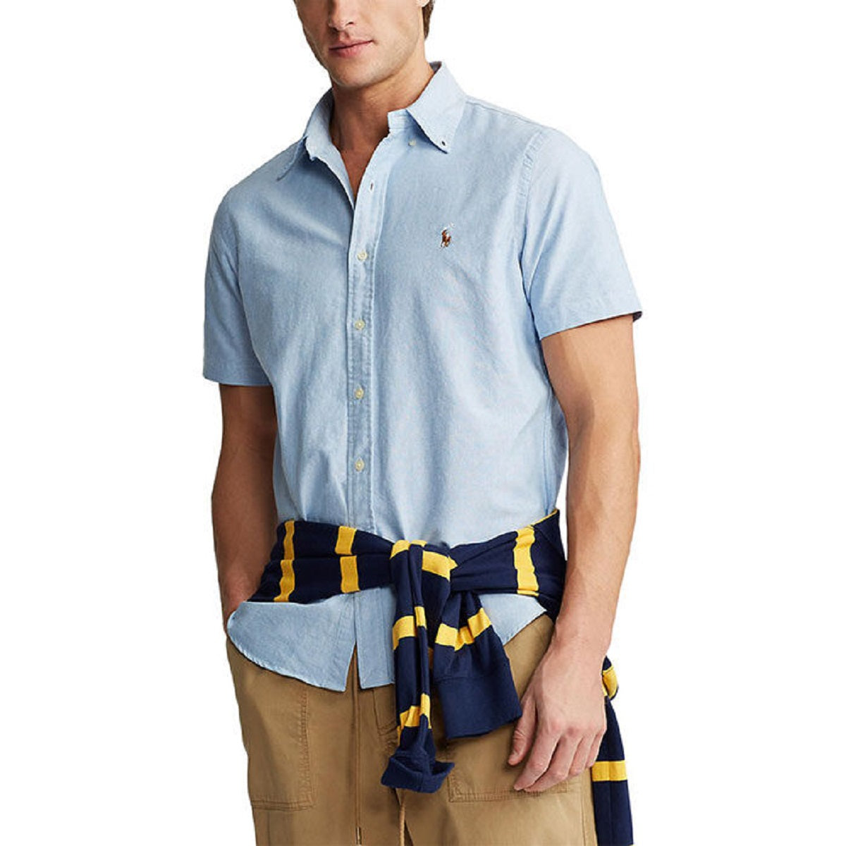 Camisa Oxford Masculina Polo Ralph Lauren Classic Fit Azul Tamanho Médio