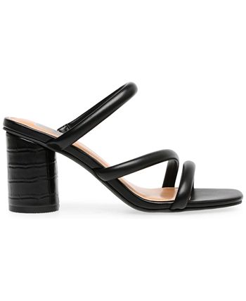 Sandálias femininas Dv Dolce Vita Myla com tiras e salto bloco, pretas, tamanho 8 M