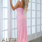 Aleta - Graceful Straight Neckline Beadwork Pattern Prom Dress