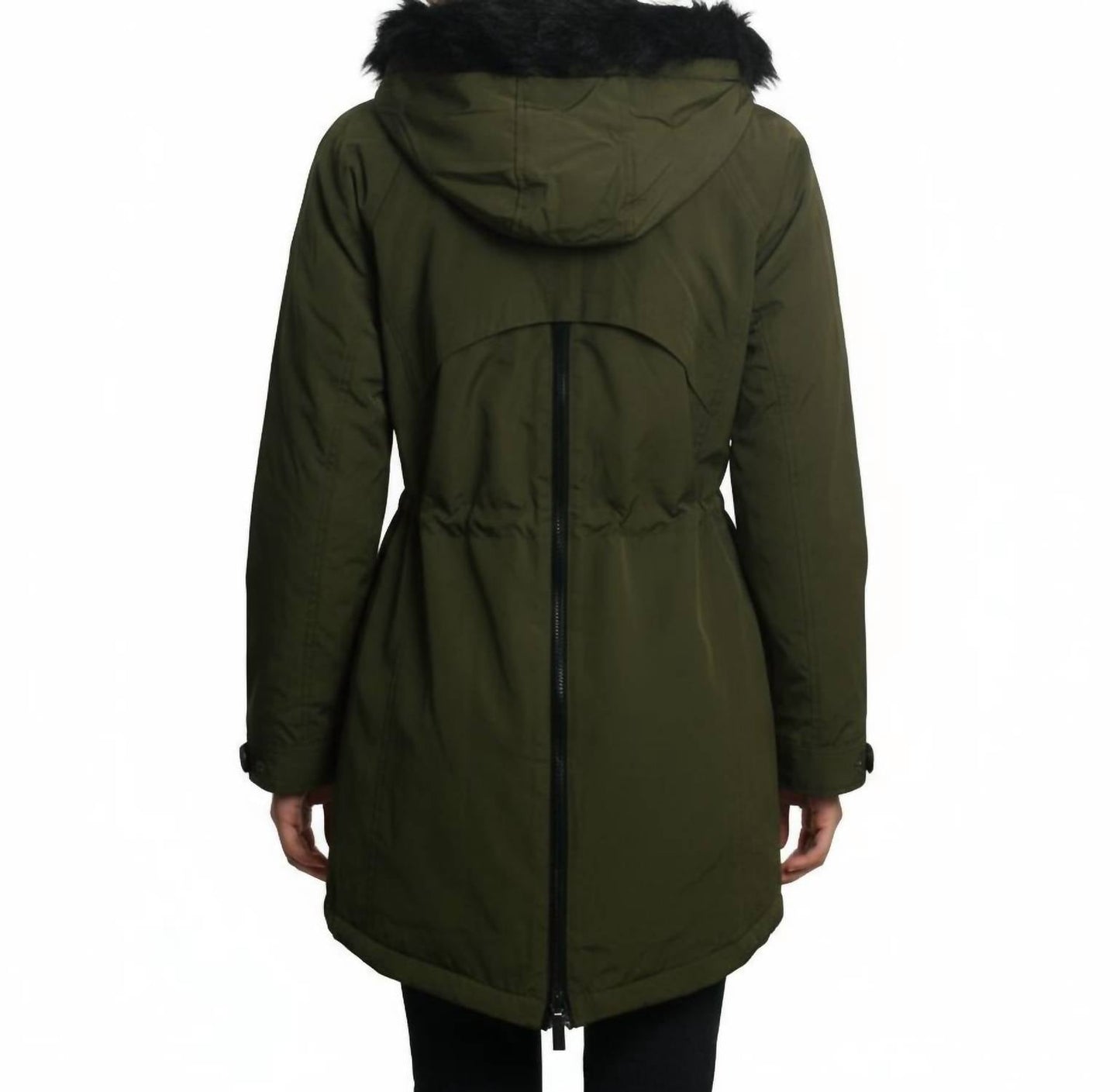 Coffeeshop - Soft Shell Hooded Coat With Faux Fur Trim