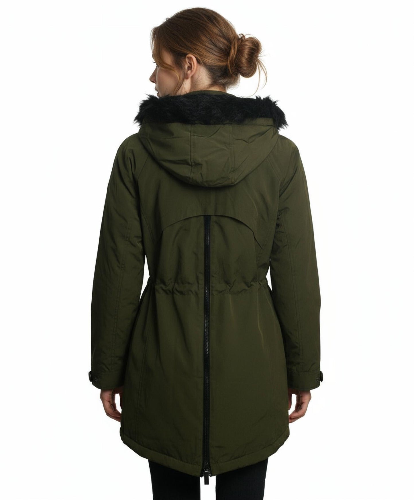 Coffeeshop - Soft Shell Hooded Coat With Faux Fur Trim