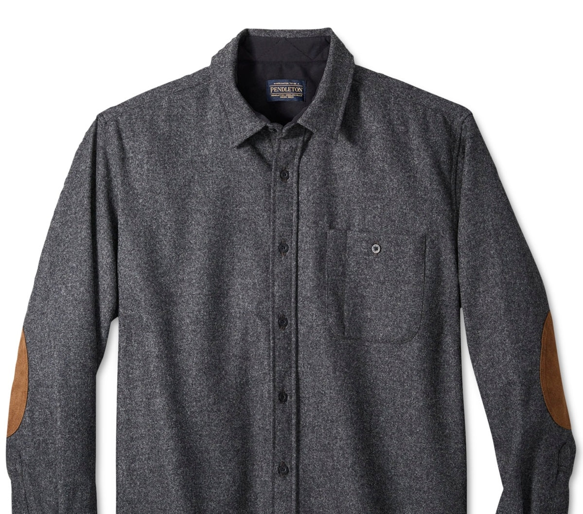 Camisa Pendleton Trail Masculina com Cotoveleiras em Camurça Sintética, Preta, Tamanho Grande